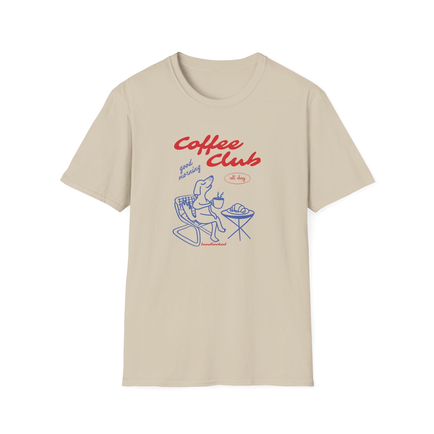 Landlocked Coffee Dog Club Front Print T-Shirt