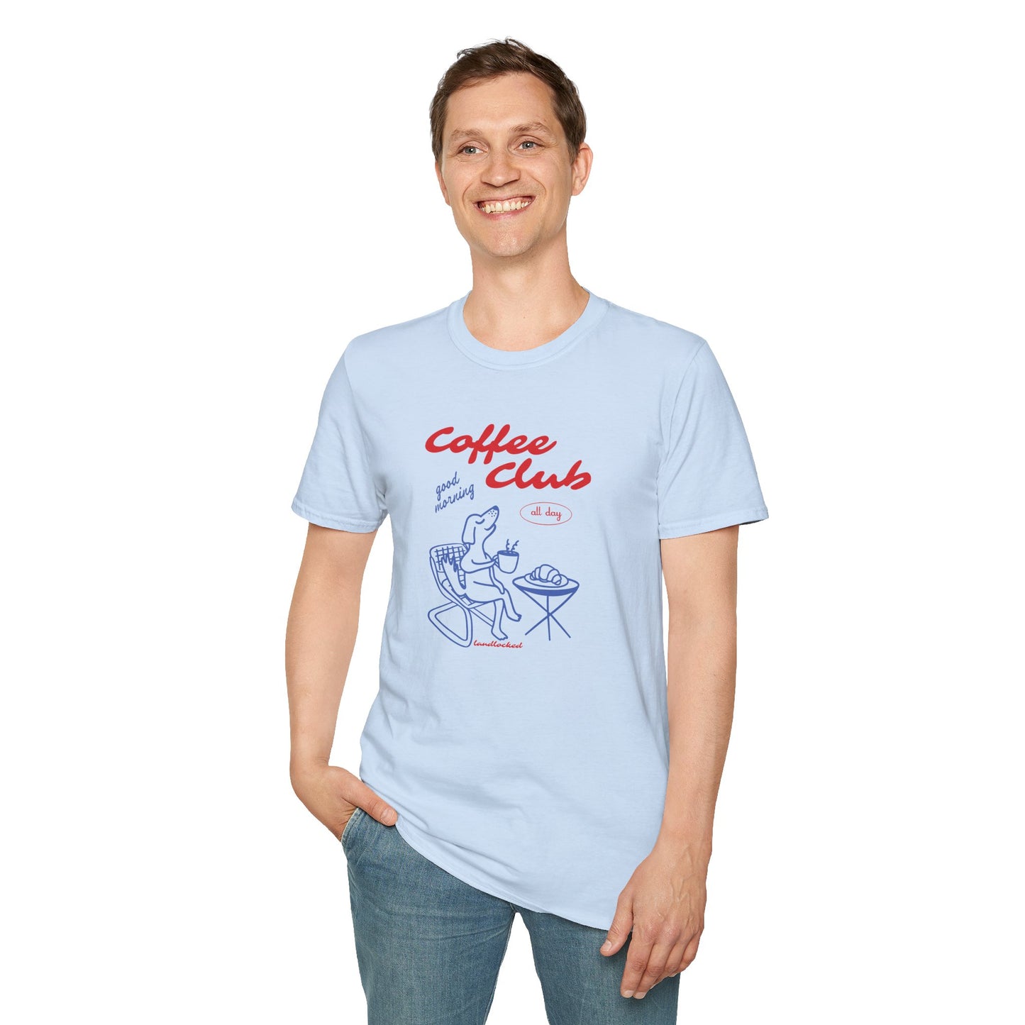 Landlocked Coffee Dog Club Front Print T-Shirt