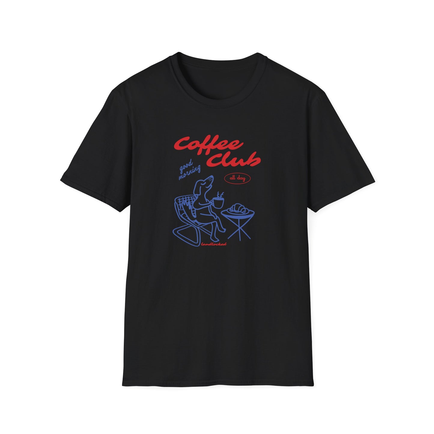 Landlocked Coffee Dog Club Front Print T-Shirt