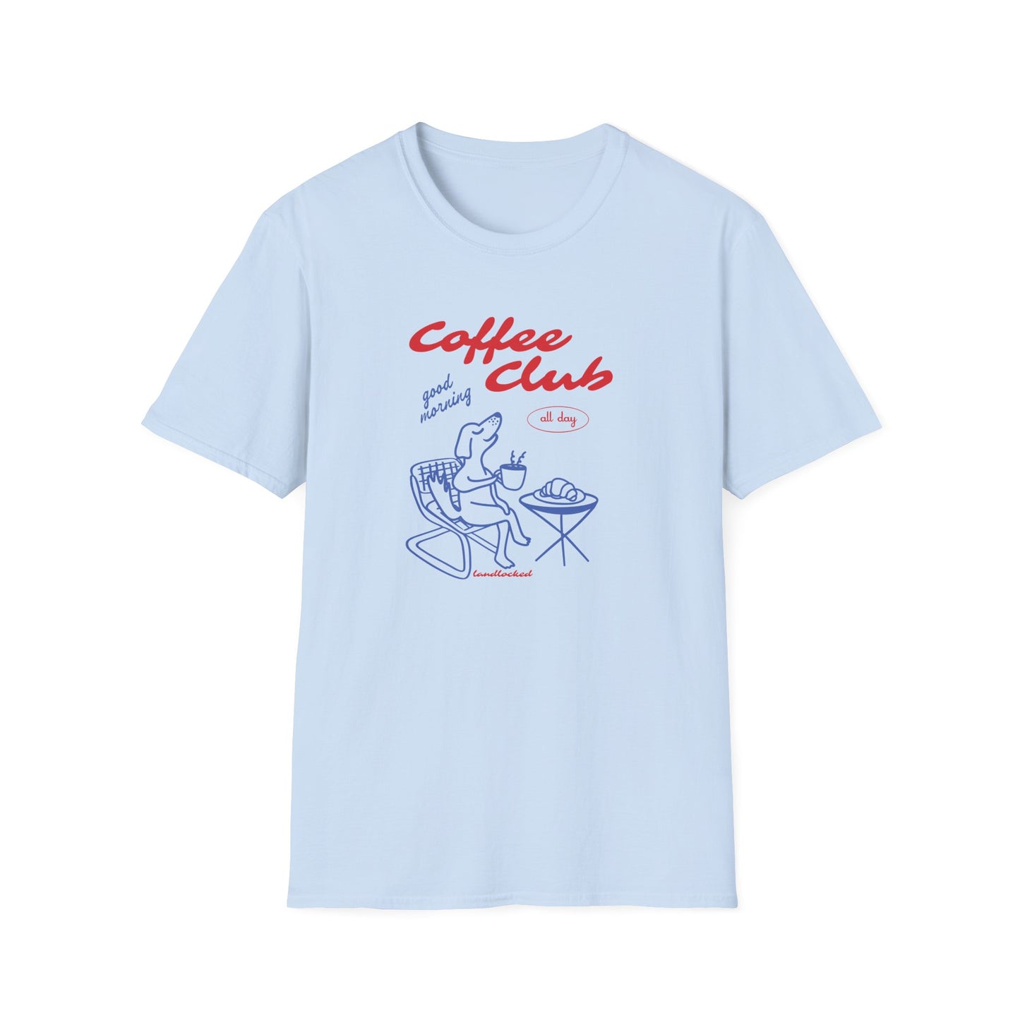 Landlocked Coffee Dog Club Front Print T-Shirt
