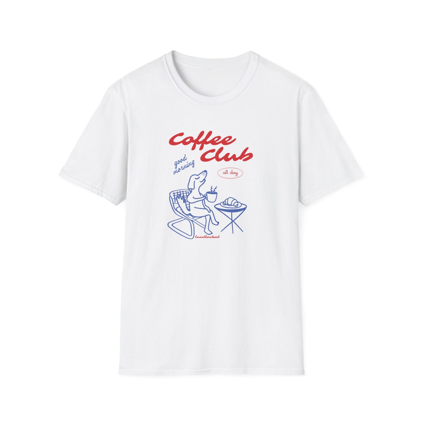 Landlocked Coffee Dog Club Front Print T-Shirt