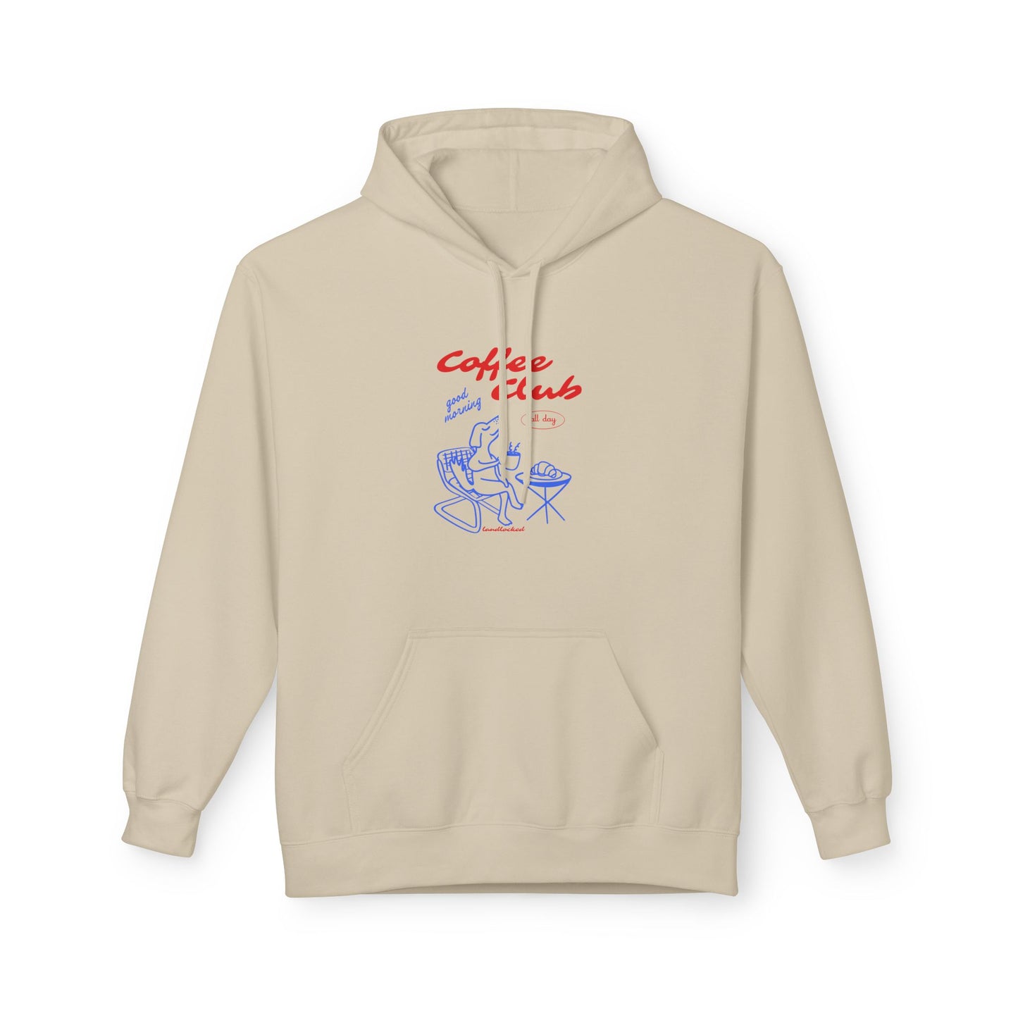 Landlocked Coffee Dog Club Front Print Hoodie