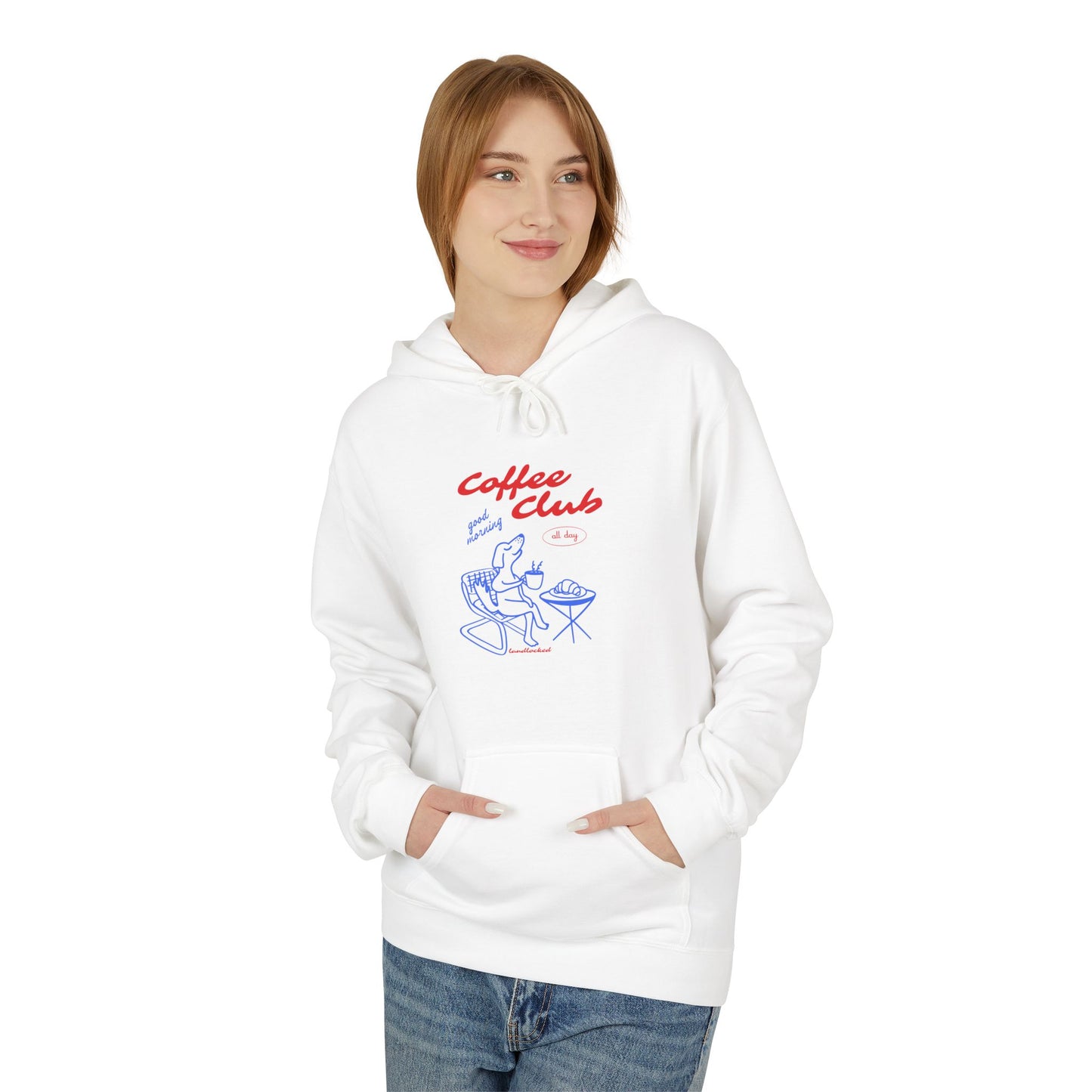 Landlocked Coffee Dog Club Front Print Hoodie