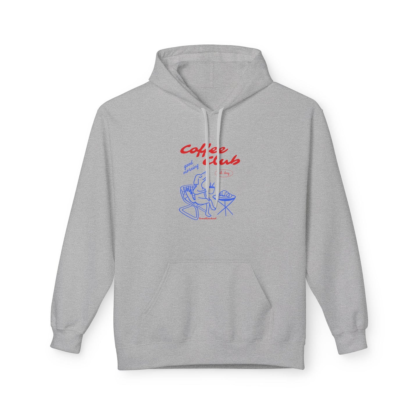 Landlocked Coffee Dog Club Front Print Hoodie